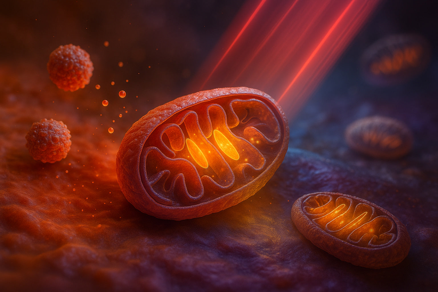Visual representation of inflammation modulation through red light therapy, highlighting cellular response and healing